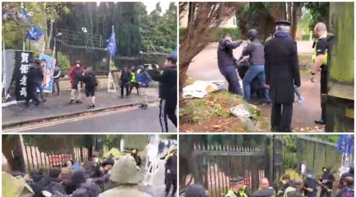 中共二十大/中駐英外交官圍毆抗議港人 汪文斌回應遭刪除