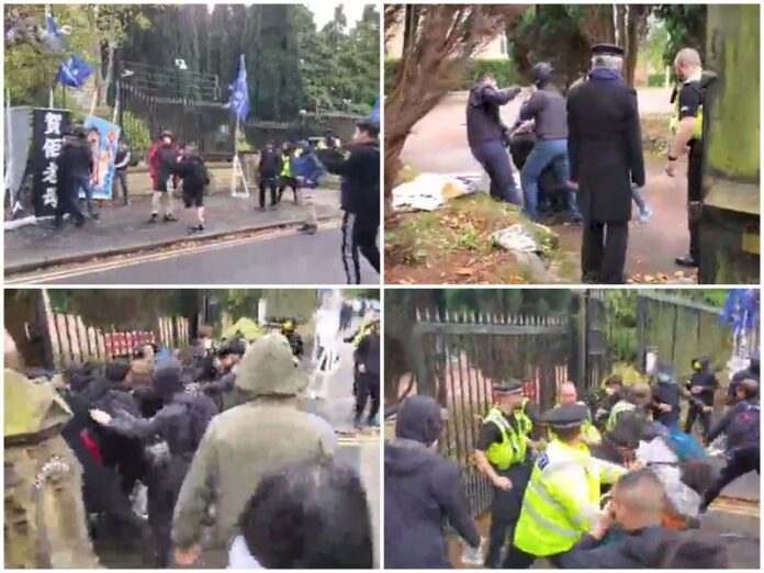 中共二十大/戰狼成黑社會?中國駐英外交官圍毆抗議港人