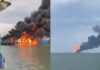 俄控高加索港遭烏軍襲擊 滿載燃油渡輪起火沉沒